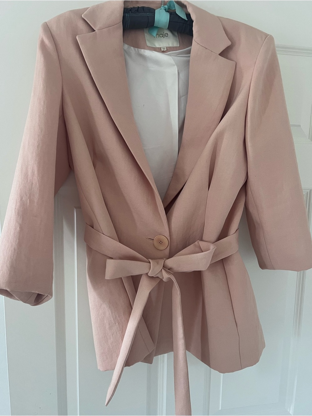 Maje Dusty Pink Tie-Waist Blazer